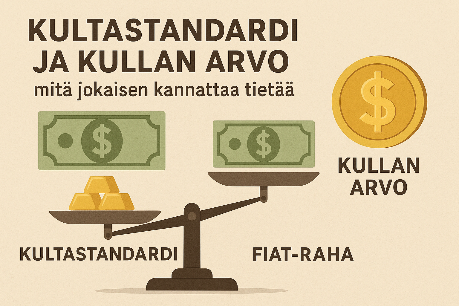 Kultastandardin aikajana ja siirtyminen fiat-rahaan.