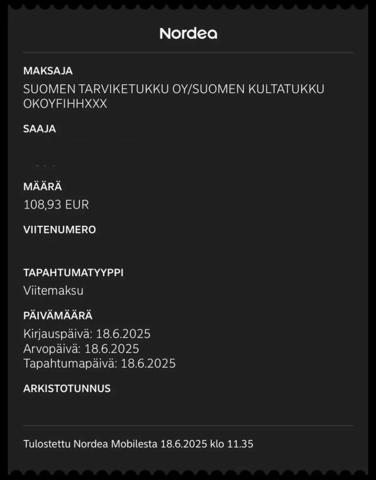 Kullan myynnistä saatu tilimaksu Kultatukulta